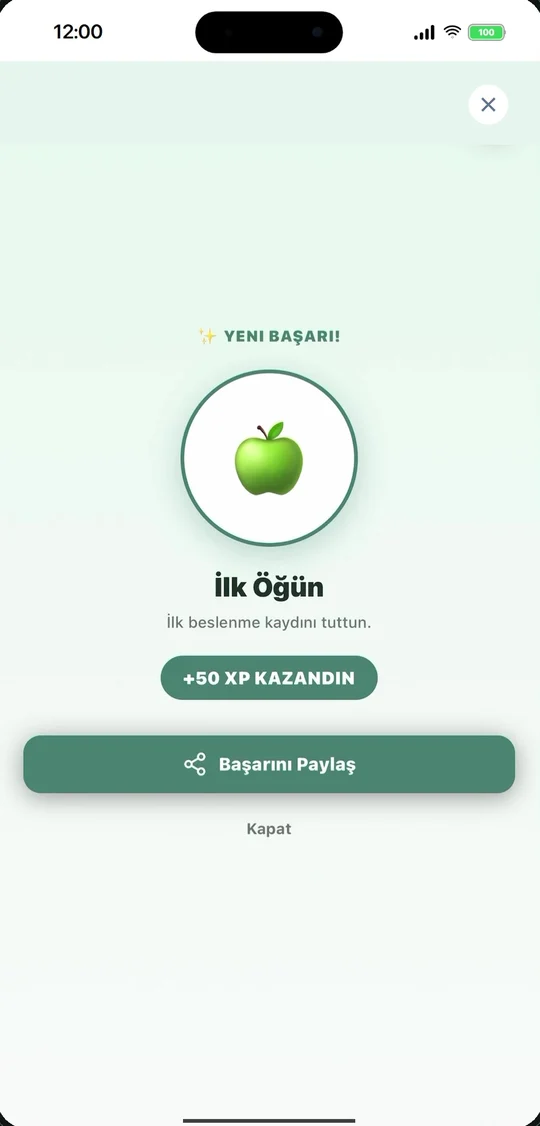Rozet kazanma ekranı